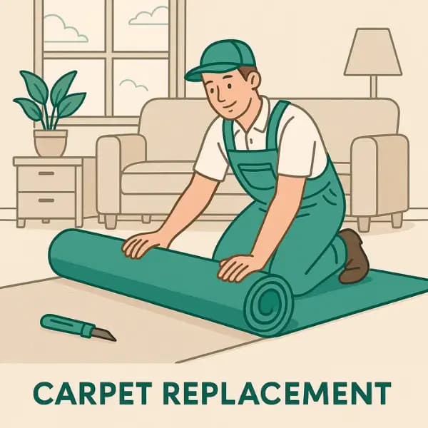 A labor is replacing carpet in a house