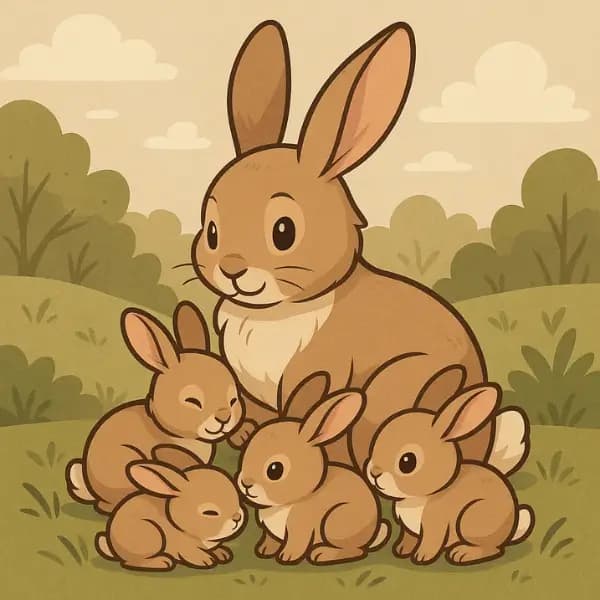 Rabbit with her kids - Rabbit Gestation Calculator