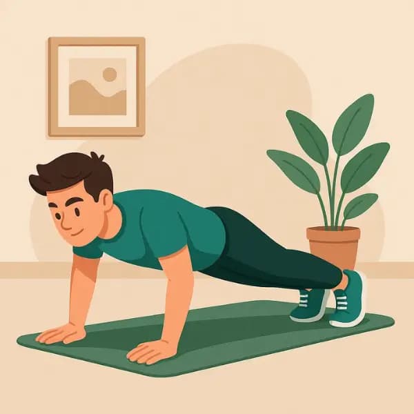 A boy is doing push up