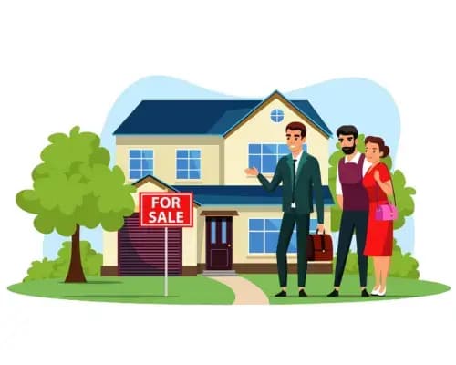 Real estate agent showing home to young couple - rent affordability calculator