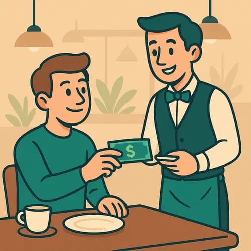 A person is giving a tip to waiter - Tip Calculator