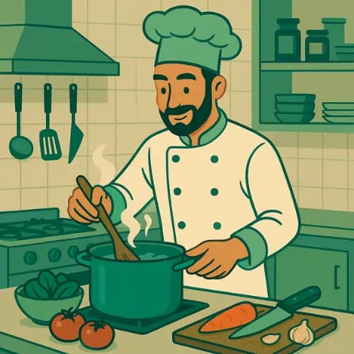 A chef is making a dish