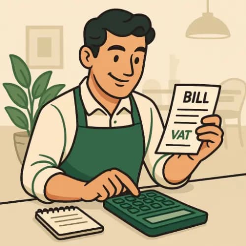 A restaurant manager is calculating VAT