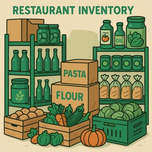 A restaurant inventory stock