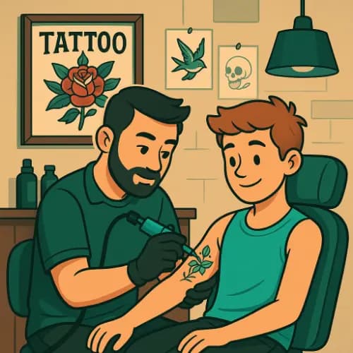 A tattoo artist is busy in designing a totto