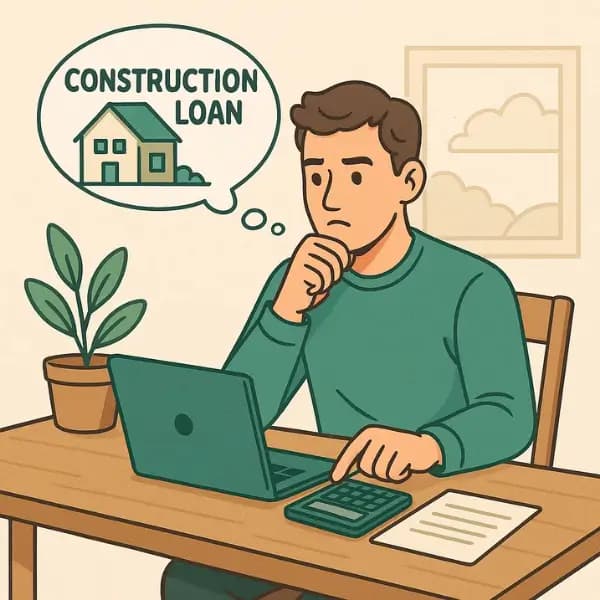 A person is calculating construction loan for home building