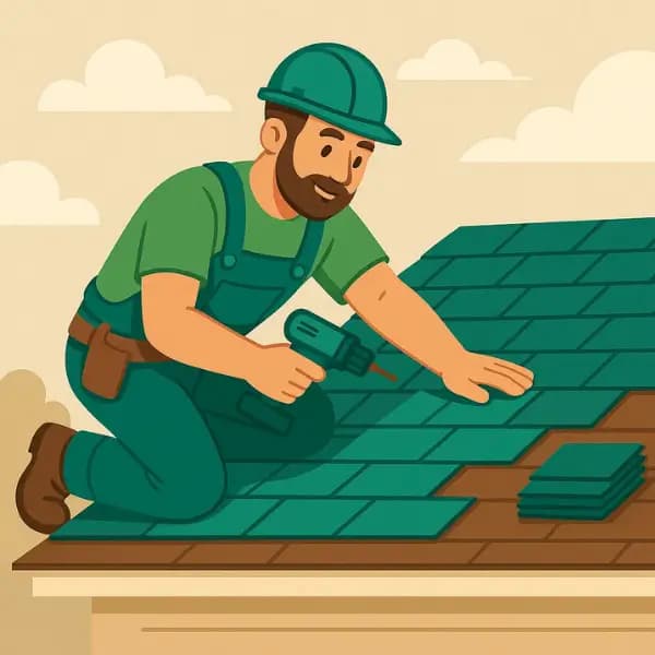 A worker installing new roof