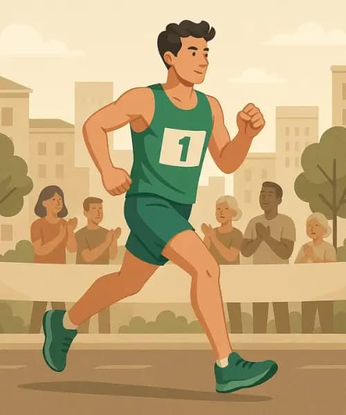 A boy running a marathon