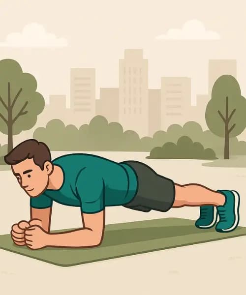 A man is doing plank workout