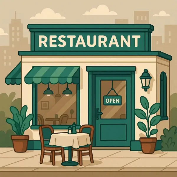 A restaurant is open